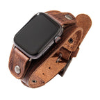 Correa tipo brazalete para Apple Watch, de cuero grueso ancho, estilo moderno, modelo Toré