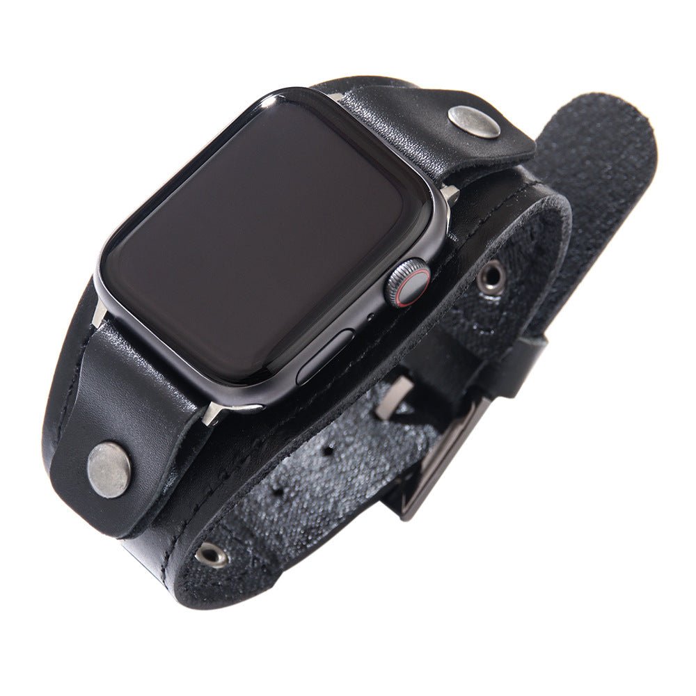 Correa tipo brazalete para Apple Watch, de cuero grueso ancho, estilo moderno, modelo Toré