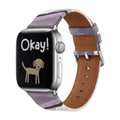 Correa Apple Watch de tela tejida, motivos ondulados de colores, detalles de ante, modelo Claire