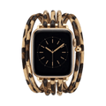 Correa de reloj Apple Watch leopardo, material sintético flexible y metal dorado, accesorio de moda ajustable para mujer, modelo Sabor