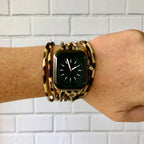 Correa de reloj Apple Watch leopardo, material sintético flexible y metal dorado, accesorio de moda ajustable para mujer, modelo Sabor