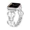 Correa para reloj inteligente de mujer, motivo de corazón y cruz, eslabones a presión, acabado plateado o dorado, joya religiosa moderna, modelo Relika