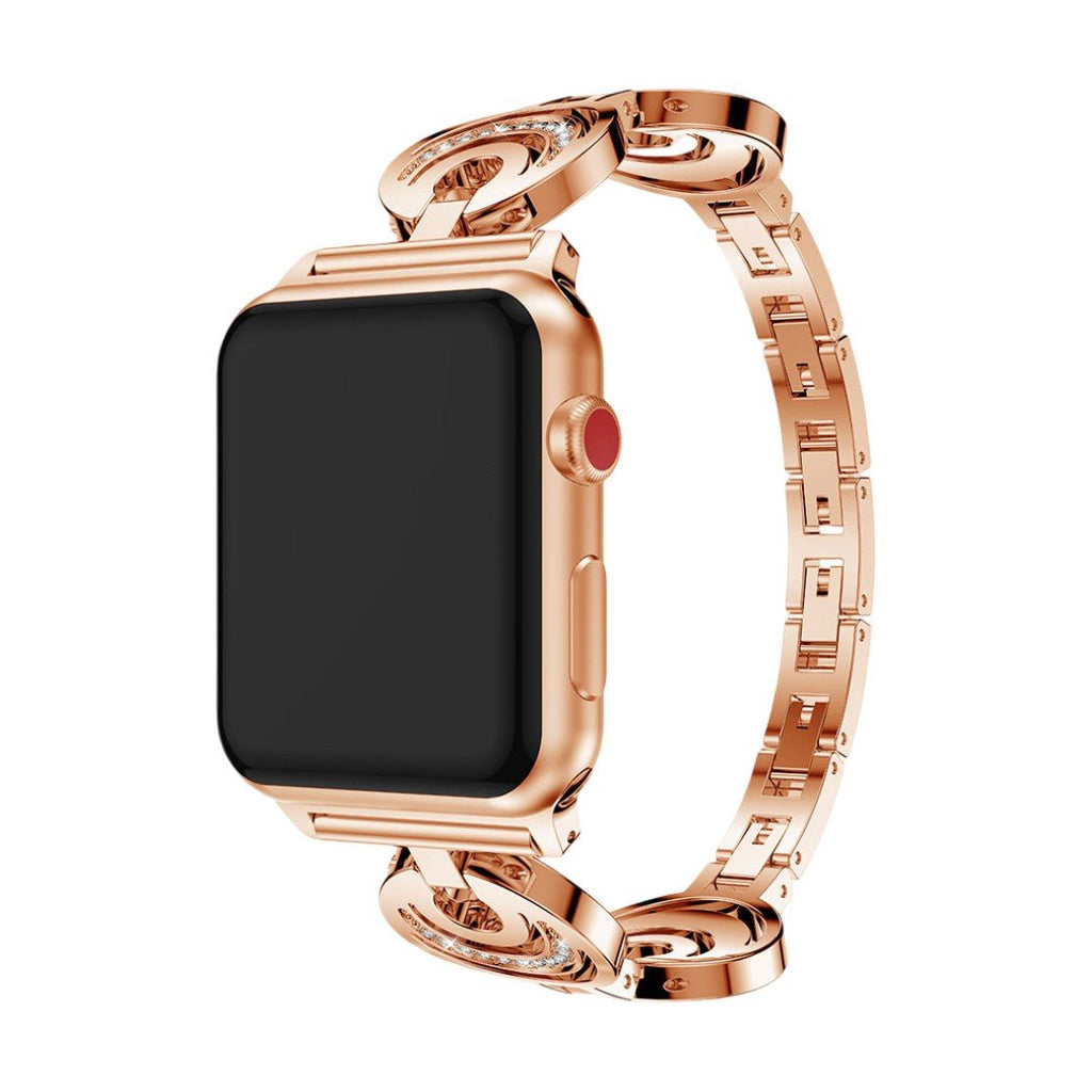 Correa Apple Watch con eslabones circulares con motivo de luna engastados de circonitas, modelo Gipsy