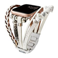 Pulsera multihilera para reloj inteligente, adornos de piedra troceada, tiras trenzadas multihilera, eslabones ajustables sin herramientas, modelo Treska