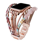 Pulsera multihilera para reloj inteligente, adornos de piedra troceada, tiras trenzadas multihilera, eslabones ajustables sin herramientas, modelo Treska