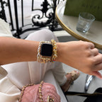 Pulsera multihilera para reloj inteligente, adornos de piedra troceada, tiras trenzadas multihilera, eslabones ajustables sin herramientas, modelo Treska