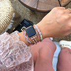 Pulsera multihilera para reloj inteligente, adornos de piedra troceada, tiras trenzadas multihilera, eslabones ajustables sin herramientas, modelo Treska