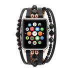 Correa multivueltas para Apple Watch, tiras y perlas brillantes, cierre a presión, modelo Yika