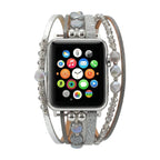 Correa multivueltas para Apple Watch, tiras y perlas brillantes, cierre a presión, modelo Yika