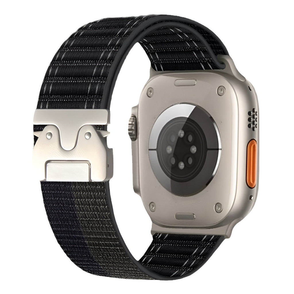 Correa de nailon ajustable para reloj Apple Watch, hebilla paracaídas, cierre táctico, modelo Riven