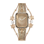 Correa multihilo para Apple Watch, motivo de mariposa y perlas, acabado dorado o plateado, modelo Amonita