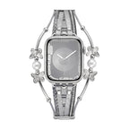 Correa multihilo para Apple Watch, motivo de mariposa y perlas, acabado dorado o plateado, modelo Amonita