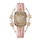 Correa multihilo para Apple Watch, motivo de mariposa y perlas, acabado dorado o plateado, modelo Amonita