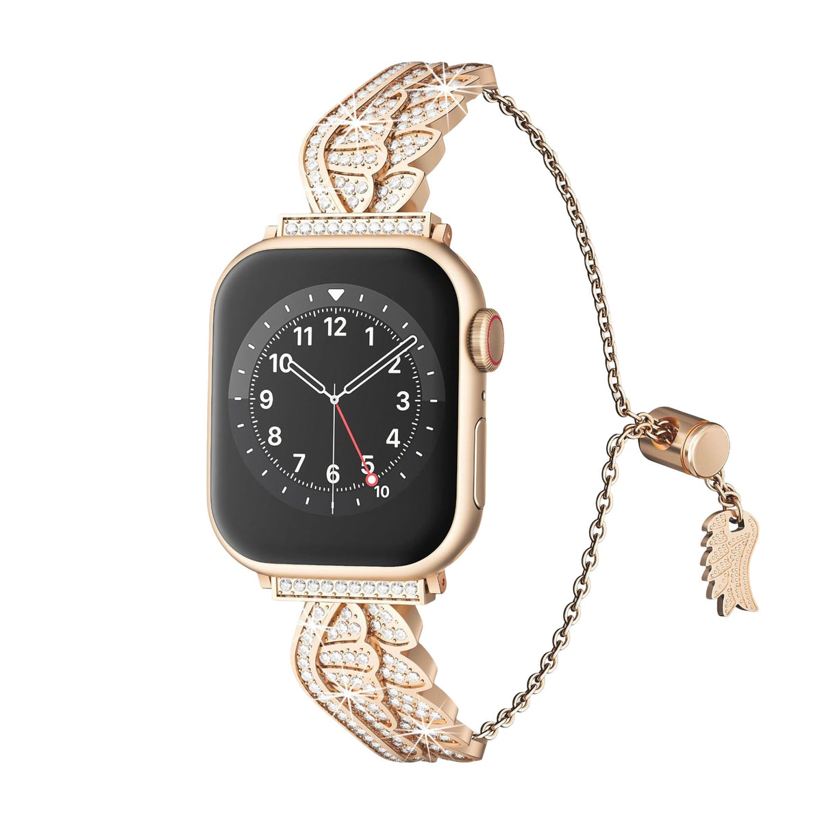 Correa para Apple Watch, alas de ángel brillantes, de acero inoxidable, modelo Angela