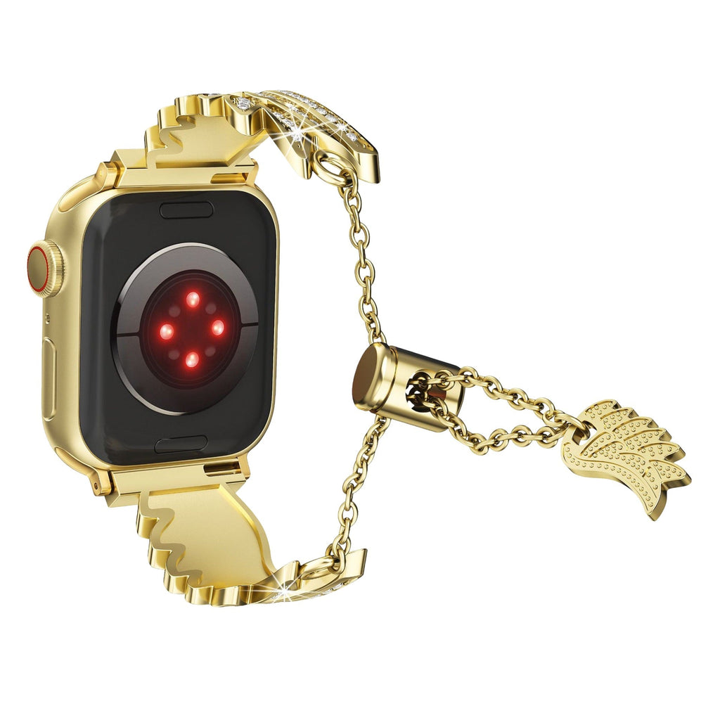 Correa para Apple Watch, alas de ángel brillantes, de acero inoxidable, modelo Angela