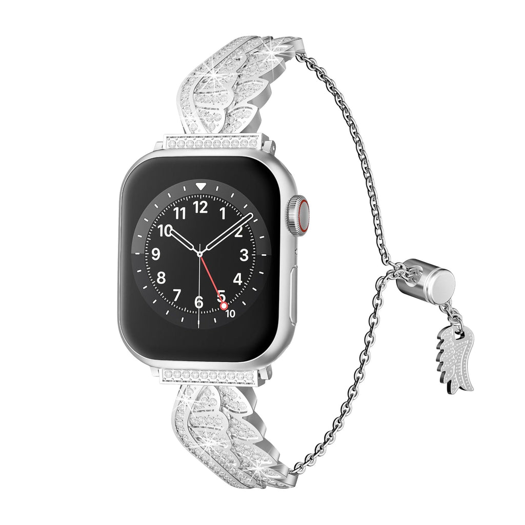 Correa para Apple Watch, alas de ángel brillantes, de acero inoxidable, modelo Angela