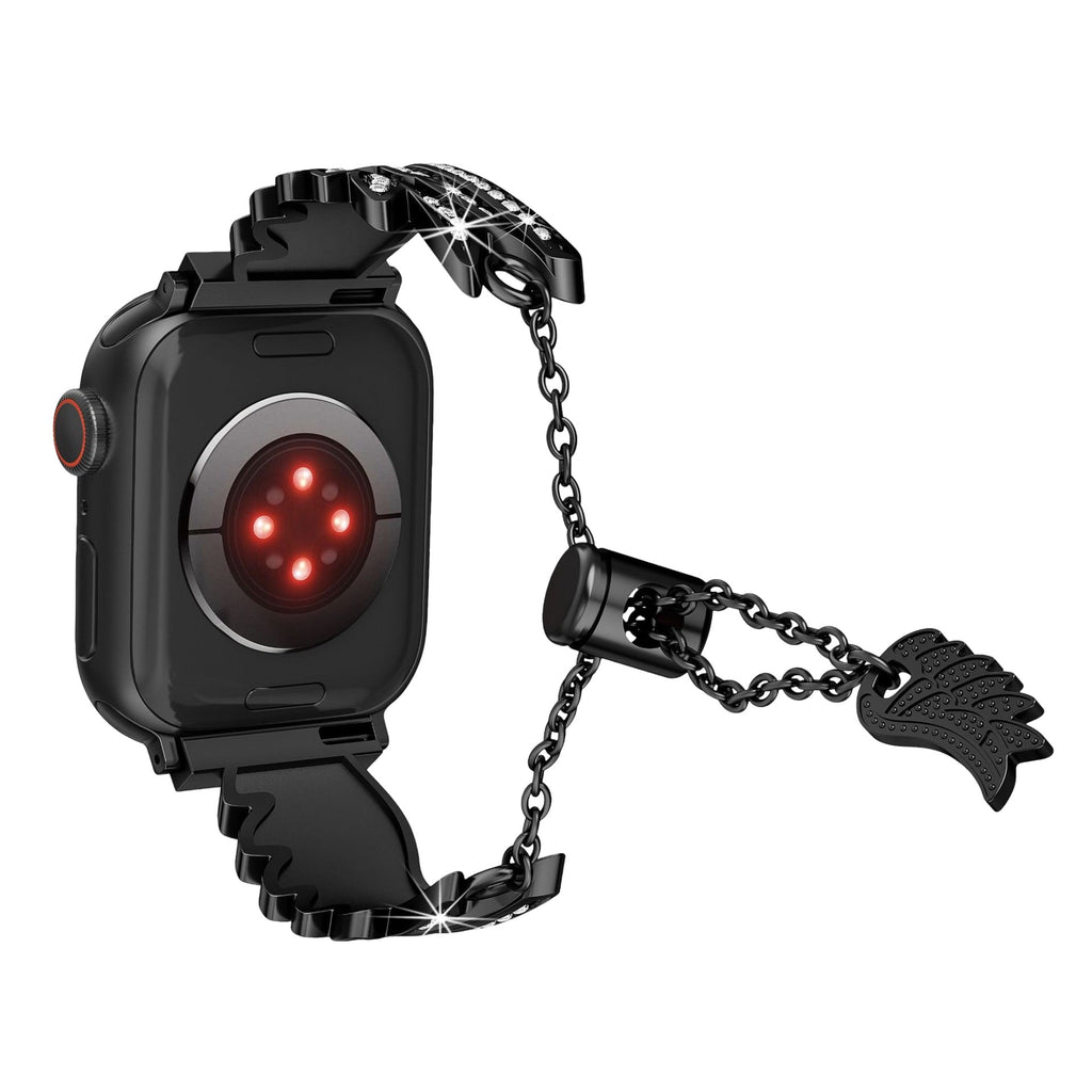 Correa para Apple Watch, alas de ángel brillantes, de acero inoxidable, modelo Angela