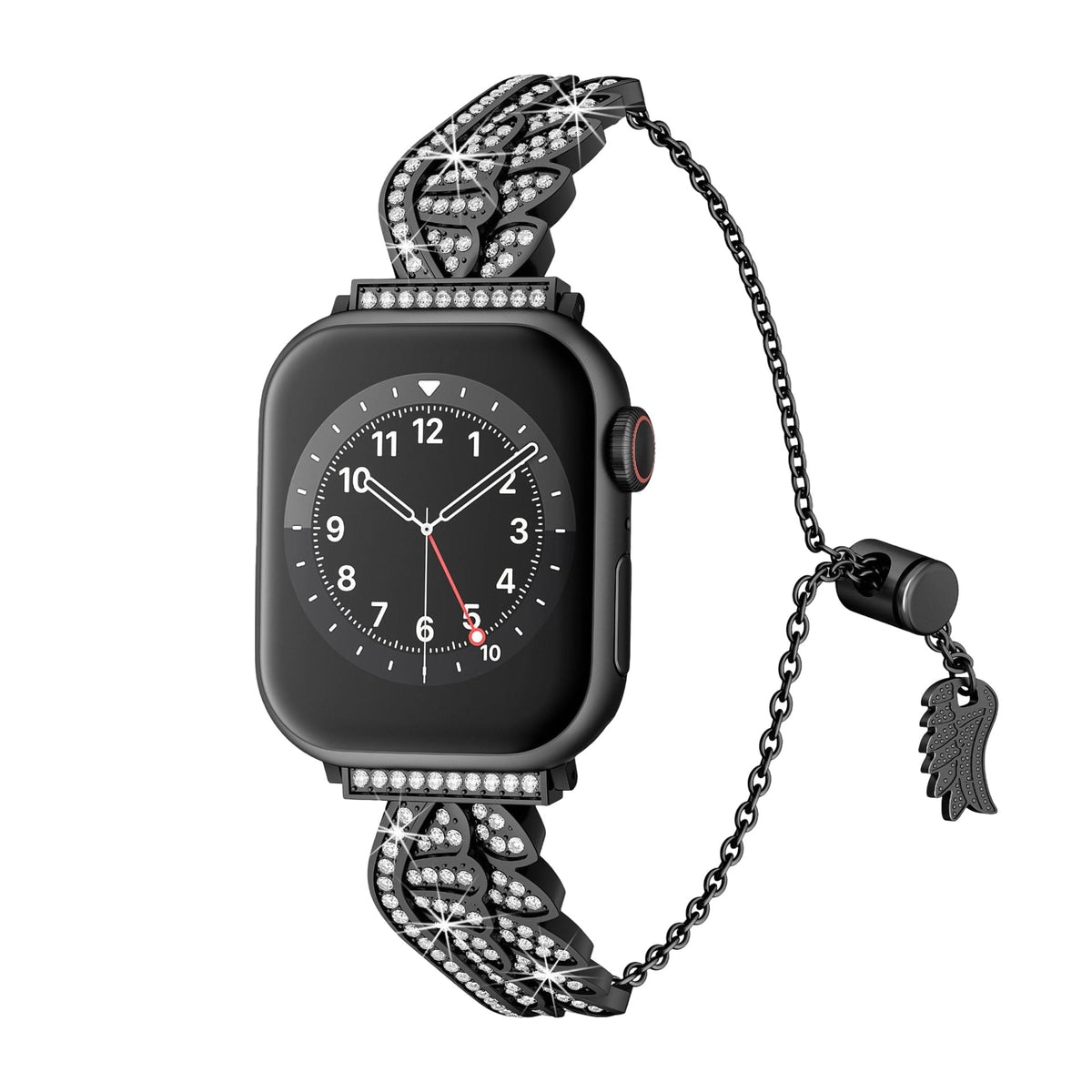 Correa para Apple Watch, alas de ángel brillantes, de acero inoxidable, modelo Angela