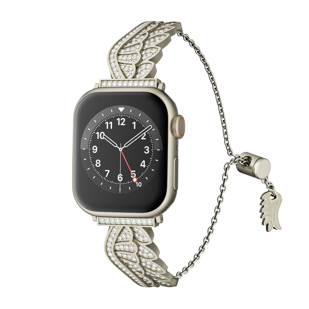 Correa para Apple Watch, alas de ángel brillantes, de acero inoxidable, modelo Angela