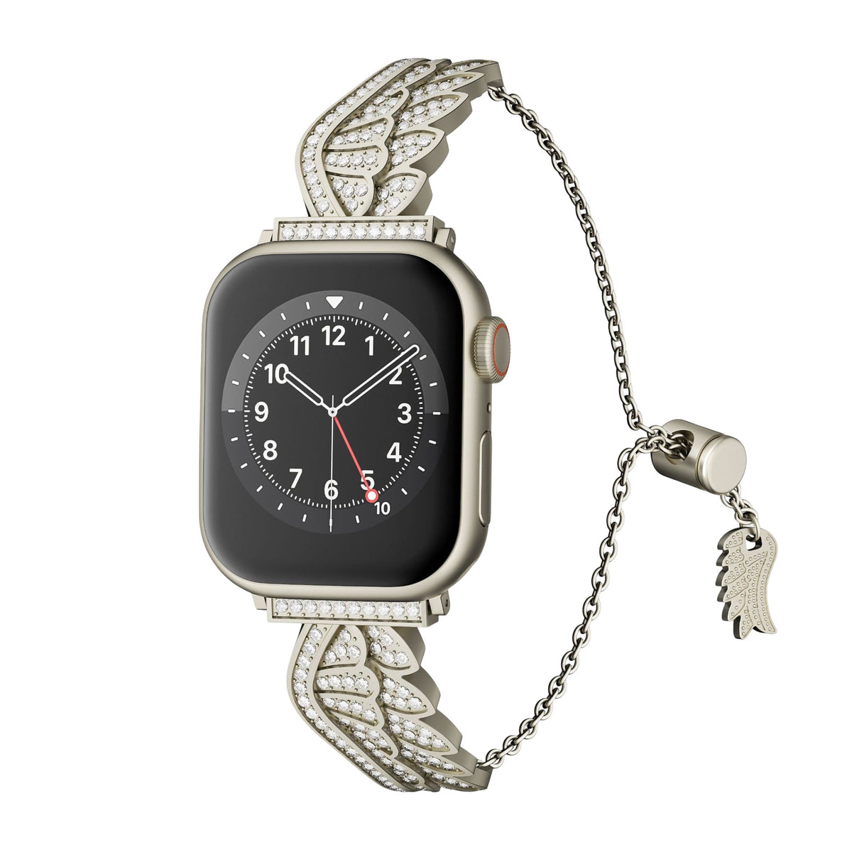 Correa para Apple Watch, alas de ángel brillantes, de acero inoxidable, modelo Angela
