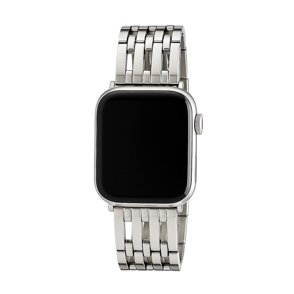 Correa Apple Watch de acero inoxidable, cinco capas caladas, acabado con pedrería, modelo Princia