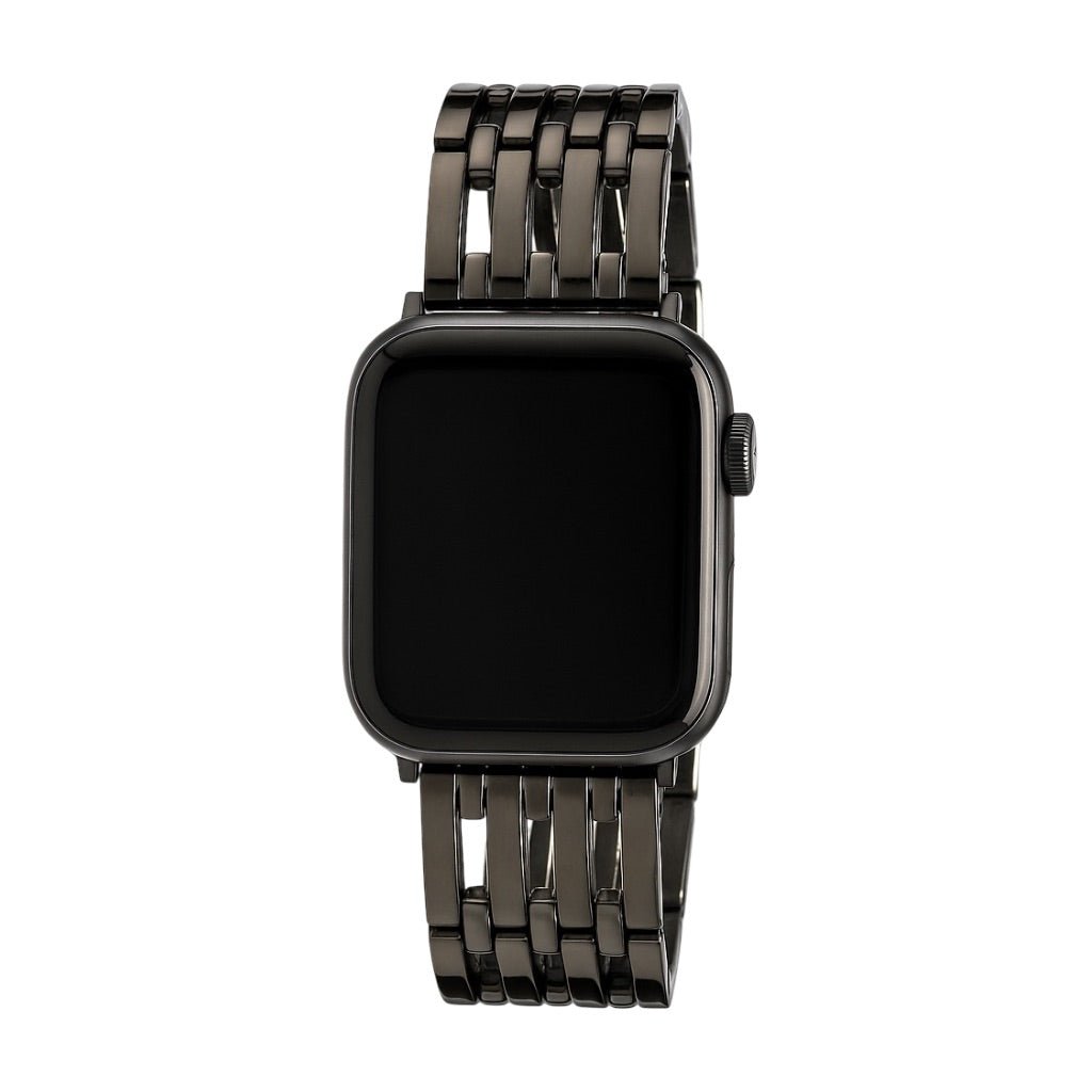 Correa Apple Watch de acero inoxidable, cinco capas caladas, acabado con pedrería, modelo Princia