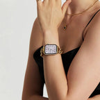 Correa para Apple Watch de malla cubana, acero inoxidable, chic minimalista, fácil de ajustar, modelo Cuba