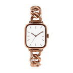 Correa para Apple Watch de malla cubana, acero inoxidable, chic minimalista, fácil de ajustar, modelo Cuba