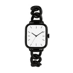 Correa para Apple Watch de malla cubana, acero inoxidable, chic minimalista, fácil de ajustar, modelo Cuba