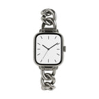 Correa para Apple Watch de malla cubana, acero inoxidable, chic minimalista, fácil de ajustar, modelo Cuba
