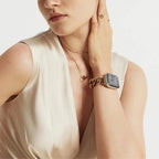 Correa para Apple Watch de malla cubana, acero inoxidable, chic minimalista, fácil de ajustar, modelo Cuba