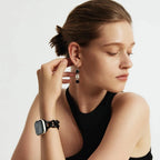 Correa para Apple Watch de malla cubana, acero inoxidable, chic minimalista, fácil de ajustar, modelo Cuba