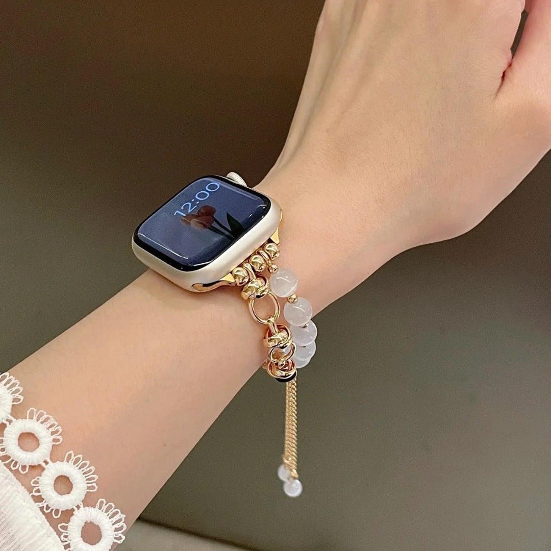 Correa para Apple Watch de perlas ojo de gato, cadenita ajustable, modelo Tilou