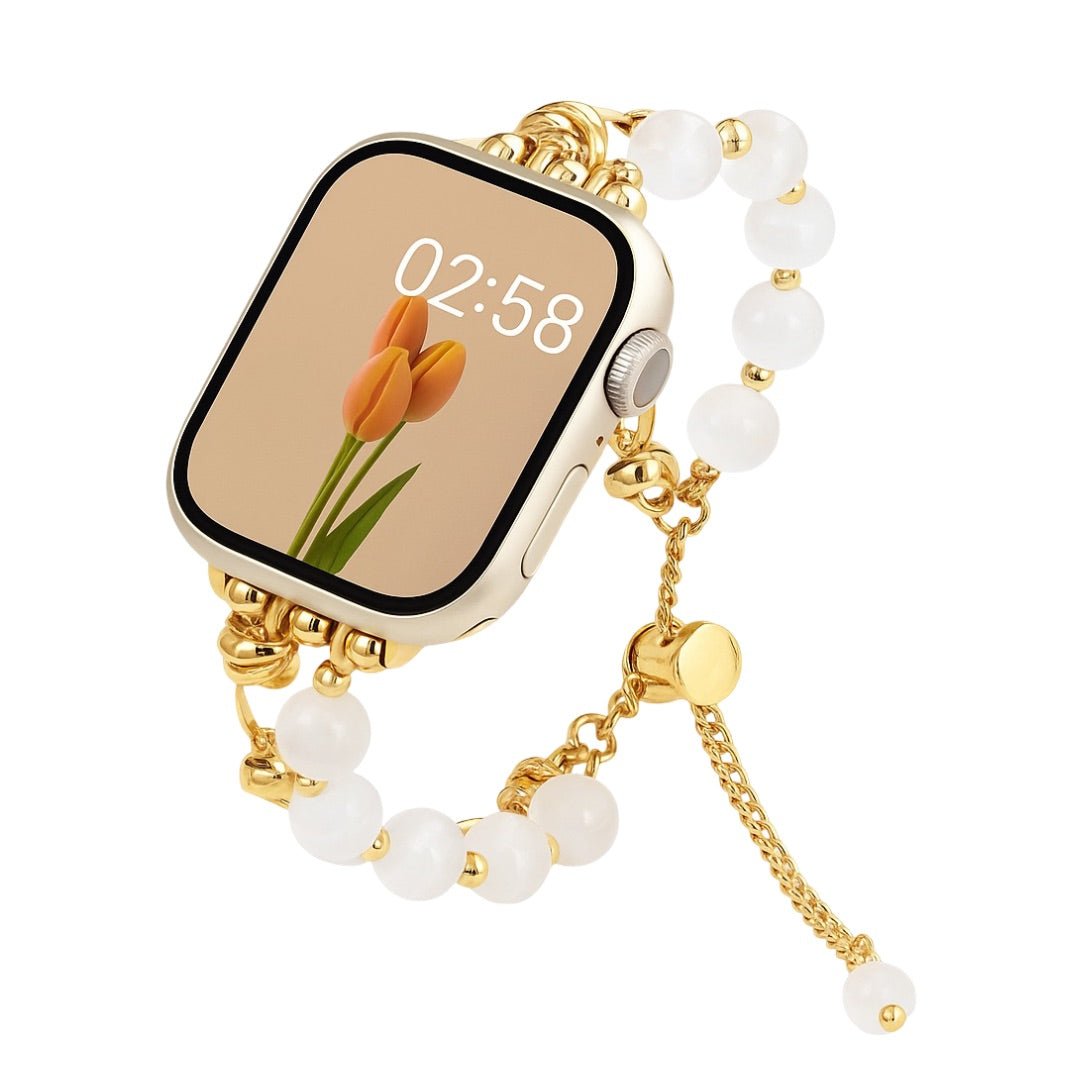 Correa para Apple Watch de perlas ojo de gato, cadenita ajustable, modelo Tilou