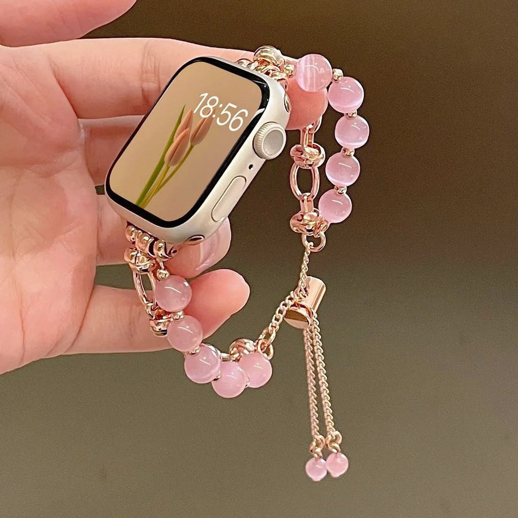 Correa para Apple Watch de perlas ojo de gato, cadenita ajustable, modelo Tilou