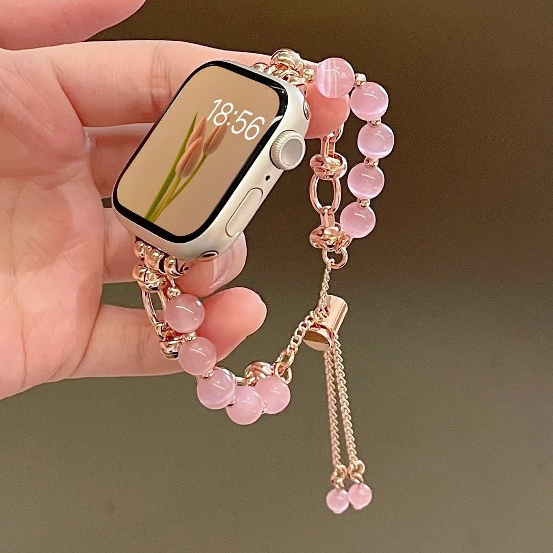 Correa para Apple Watch de perlas ojo de gato, cadenita ajustable, modelo Tilou
