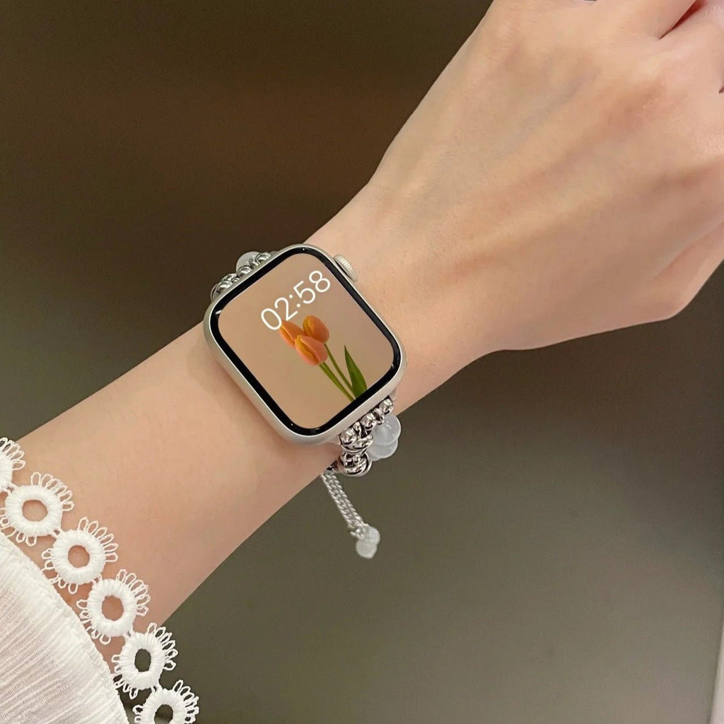 Correa para Apple Watch de perlas ojo de gato, cadenita ajustable, modelo Tilou