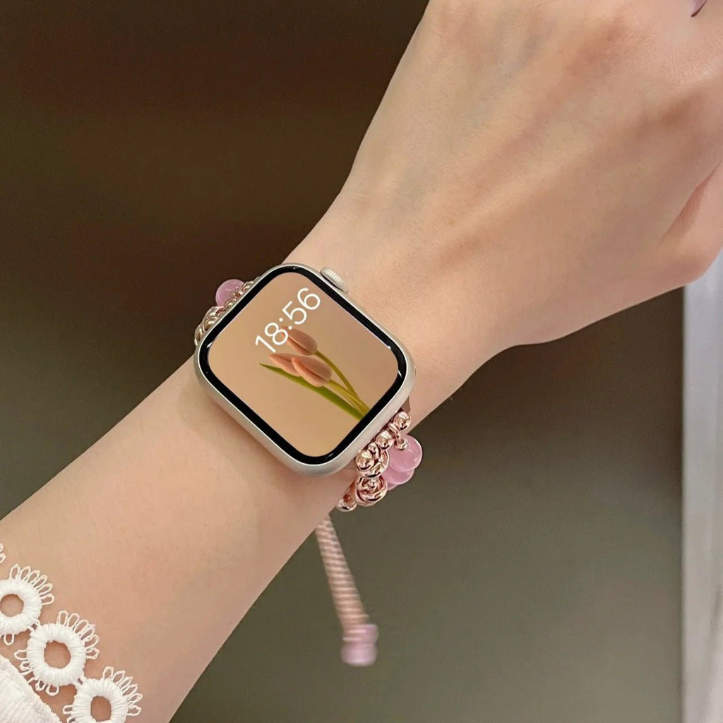 Correa para Apple Watch de perlas ojo de gato, cadenita ajustable, modelo Tilou