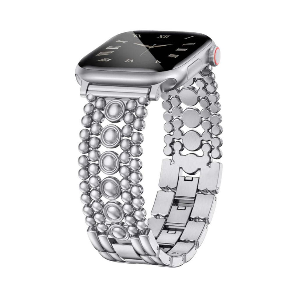 Correa para reloj inteligente, eslabones de perlas metálicas ajustables, para mujer, modelo Arline
