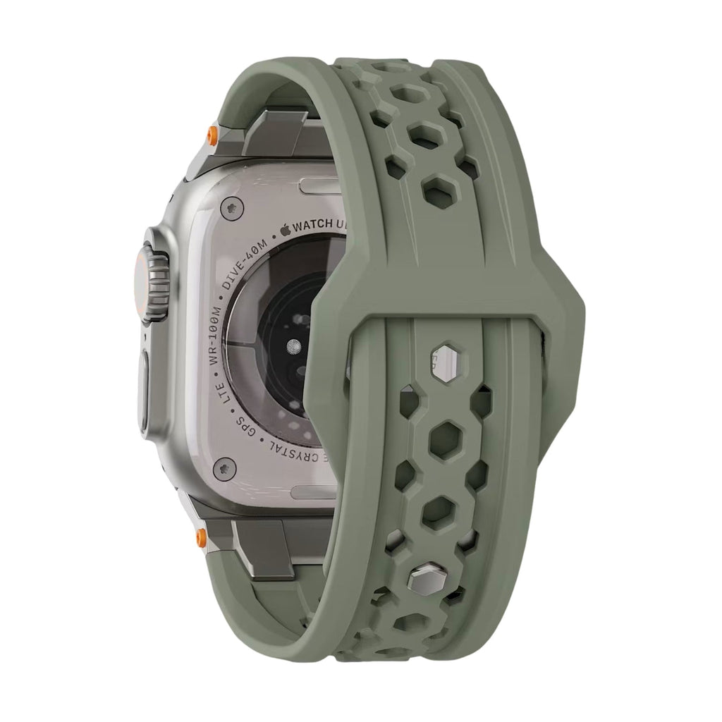 Correa de silicona perforada para Apple Watch, diseño outdoor, conectores metálicos, modelo Serdak