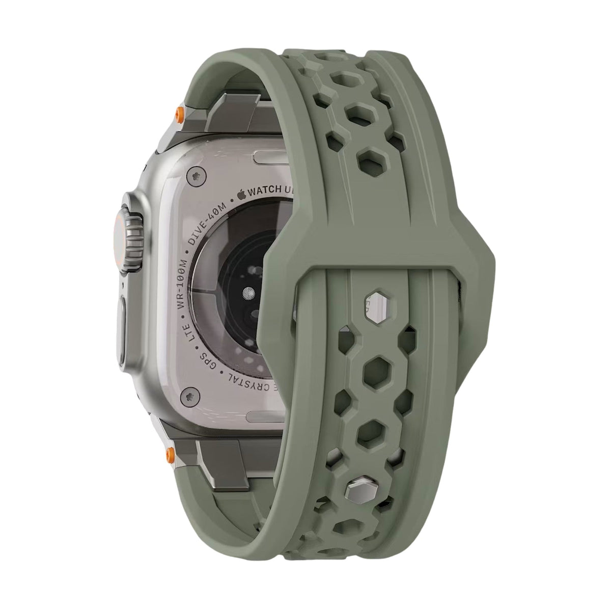Correa de silicona perforada para Apple Watch, diseño outdoor, conectores metálicos, modelo Serdak