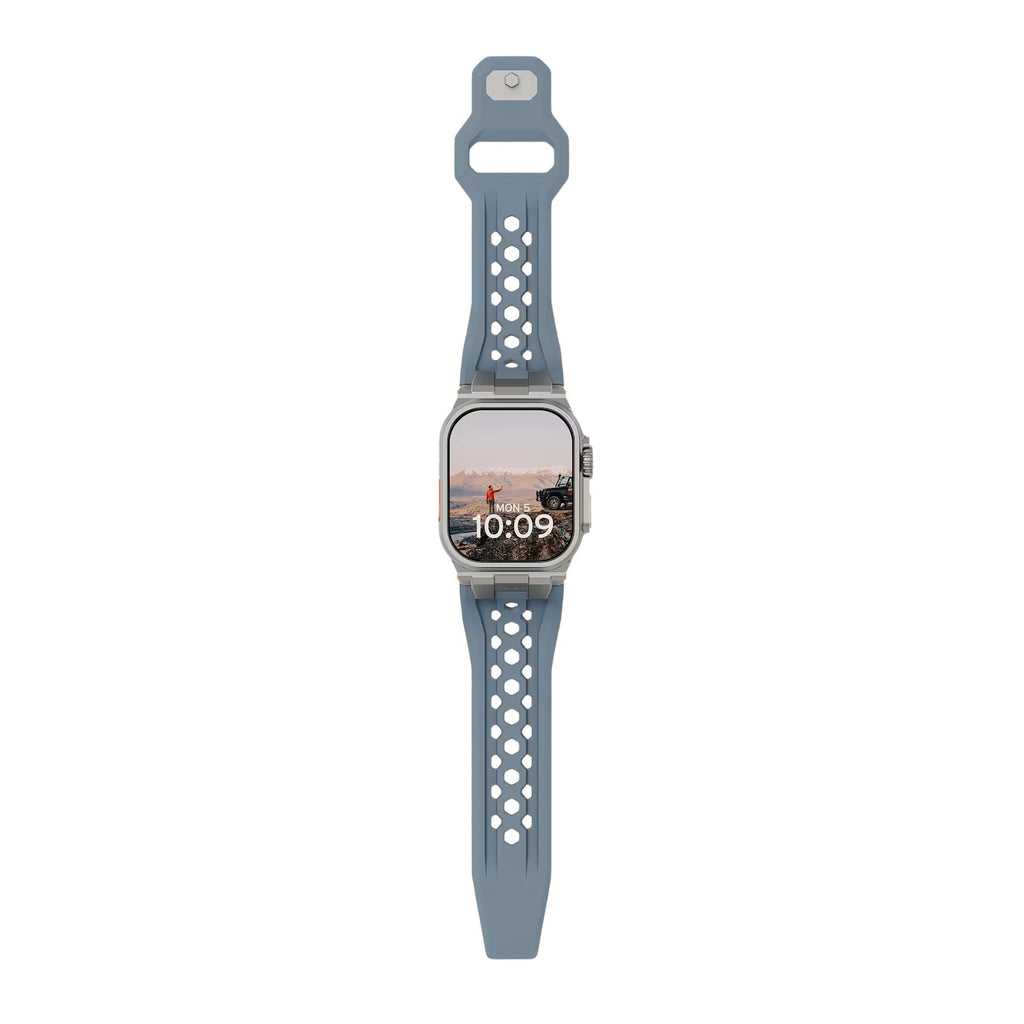 Correa de silicona perforada para Apple Watch, diseño outdoor, conectores metálicos, modelo Serdak