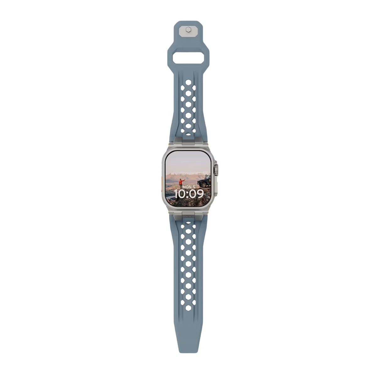 Correa de silicona perforada para Apple Watch, diseño outdoor, conectores metálicos, modelo Serdak
