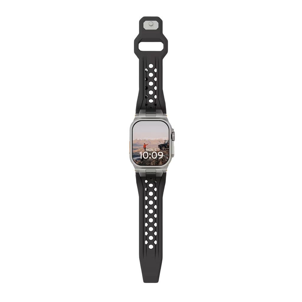Correa de silicona perforada para Apple Watch, diseño outdoor, conectores metálicos, modelo Serdak