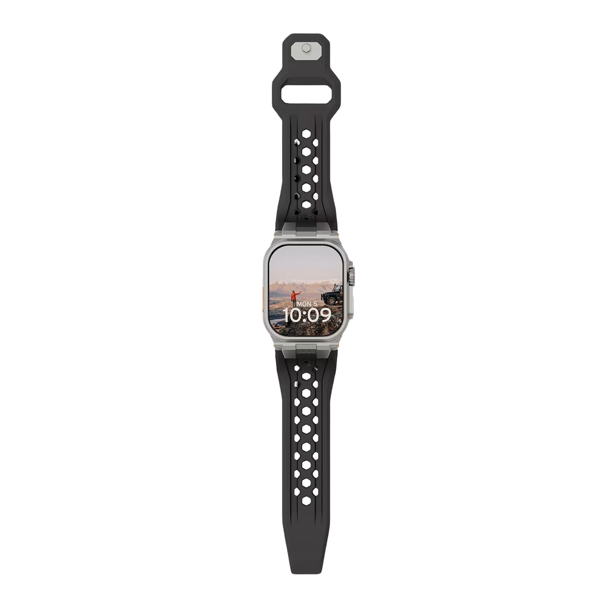 Correa de silicona perforada para Apple Watch, diseño outdoor, conectores metálicos, modelo Serdak