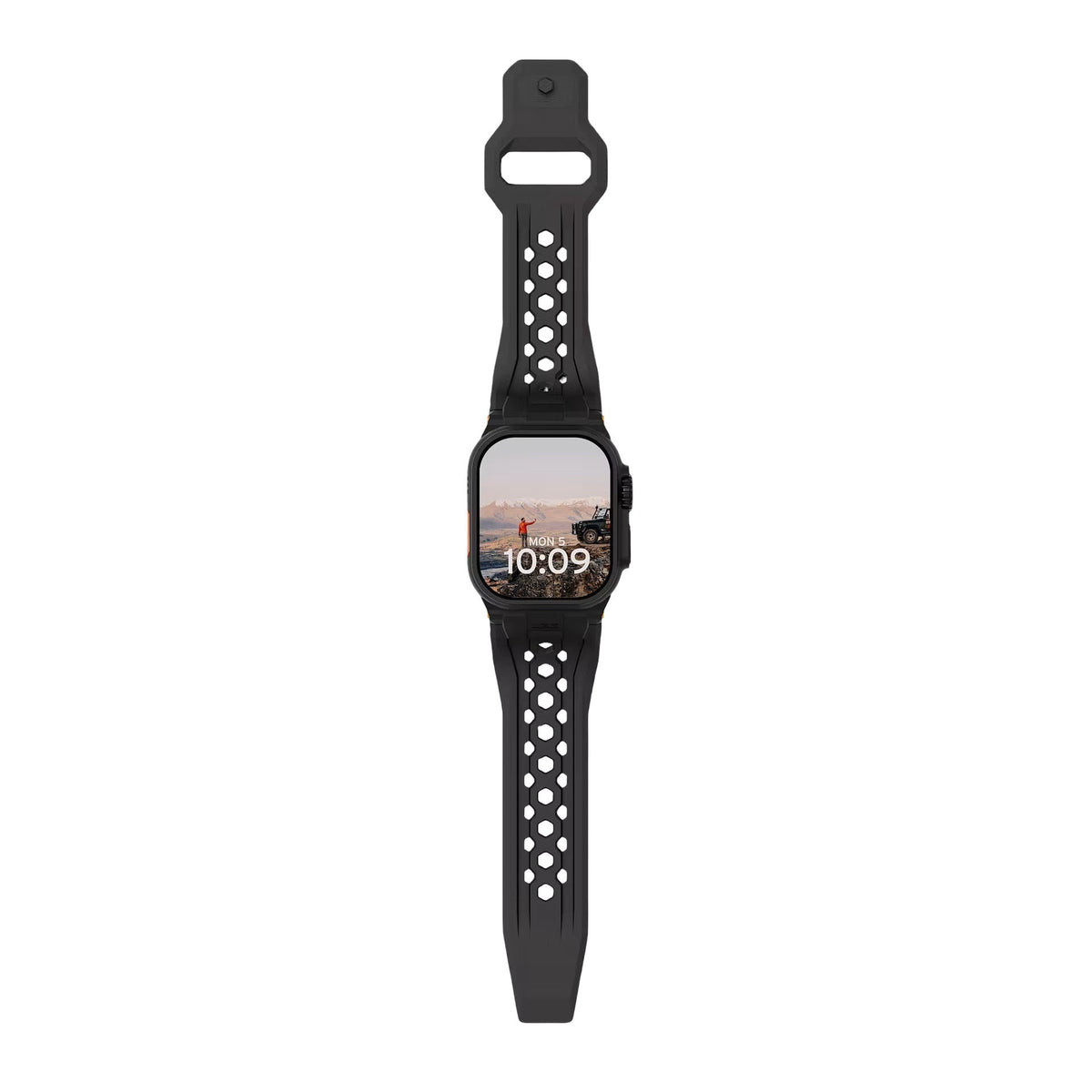 Correa de silicona perforada para Apple Watch, diseño outdoor, conectores metálicos, modelo Serdak