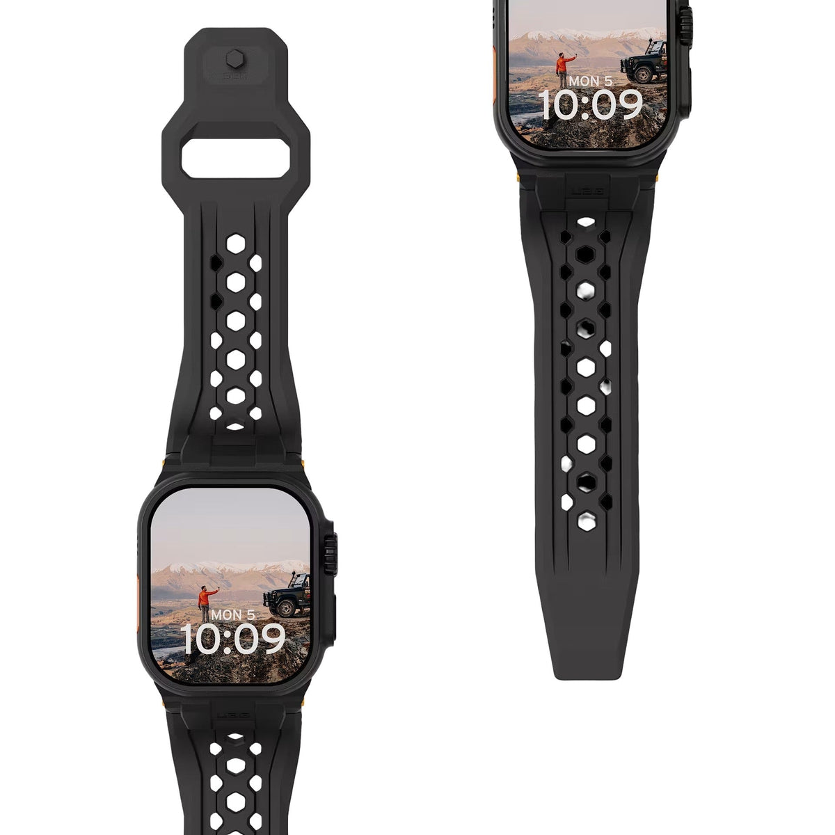 Correa de silicona perforada para Apple Watch, diseño outdoor, conectores metálicos, modelo Serdak