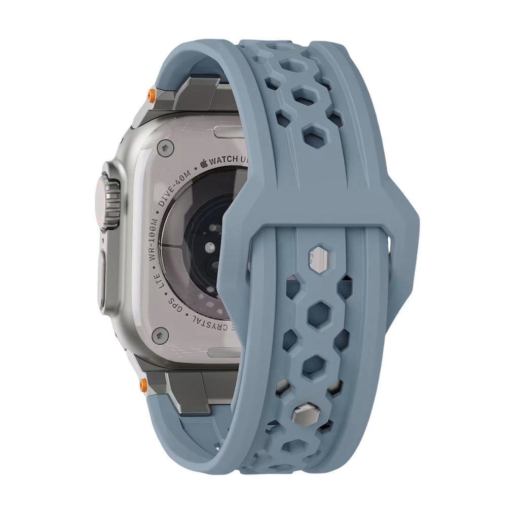 Correa de silicona perforada para Apple Watch, diseño outdoor, conectores metálicos, modelo Serdak