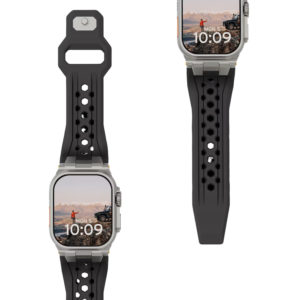 Correa de silicona perforada para Apple Watch, diseño outdoor, conectores metálicos, modelo Serdak
