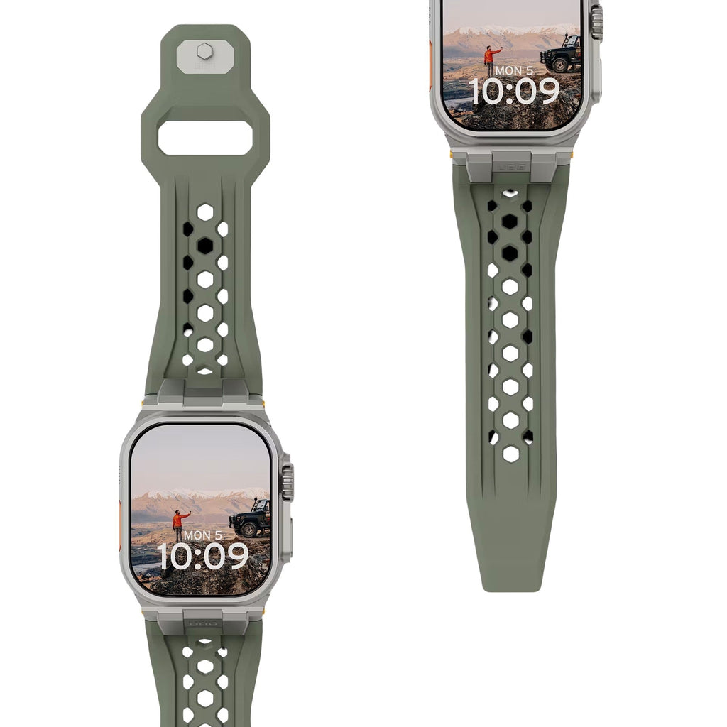 Correa de silicona perforada para Apple Watch, diseño outdoor, conectores metálicos, modelo Serdak